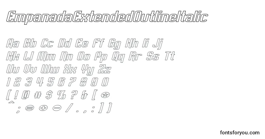 Fuente EmpanadaExtendedOutlineItalic - alfabeto, números, caracteres especiales