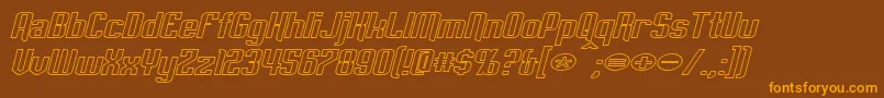 Więcej informacji o czcionce EmpanadaExtendedOutlineItalic Czcionka EmpanadaExtendedOutlineItalic – pomarańczowe czcionki na brązowym tle