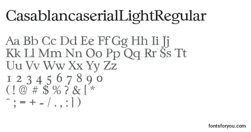 Шрифт CasablancaserialLightRegular – алфавит, цифры, специальные символы