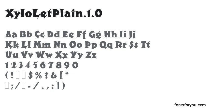 Schriftart XyloLetPlain.1.0 – Alphabet, Zahlen, spezielle Symbole