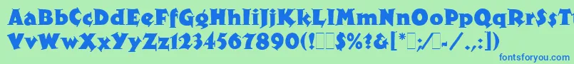 フォントXyloLetPlain.1.0 – 青い文字は緑の背景です。