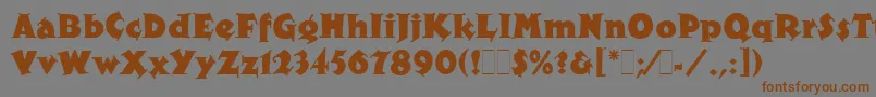 フォントXyloLetPlain.1.0 – 茶色の文字が灰色の背景にあります。