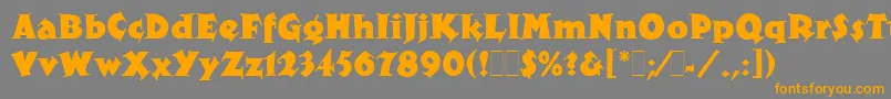 フォントXyloLetPlain.1.0 – オレンジの文字は灰色の背景にあります。