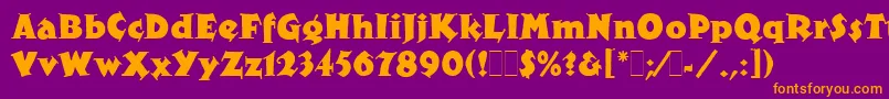 フォントXyloLetPlain.1.0 – 紫色の背景にオレンジのフォント