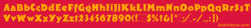 フォントXyloLetPlain.1.0 – 赤い背景にオレンジの文字