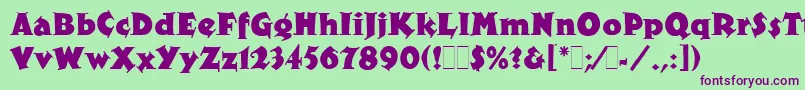 フォントXyloLetPlain.1.0 – 緑の背景に紫のフォント