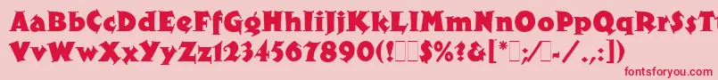 フォントXyloLetPlain.1.0 – ピンクの背景に赤い文字