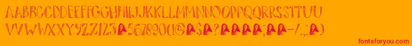 DkTartufo-Schriftart – Rote Schriften auf orangefarbenem Hintergrund