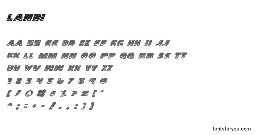 Schriftart Landi – Alphabet, Zahlen, spezielle Symbole
