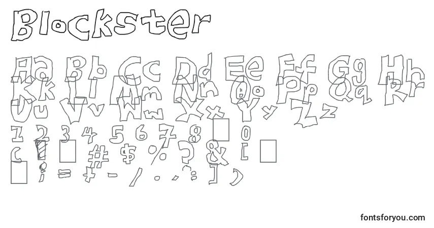 Шрифт Blockster – алфавит, цифры, специальные символы