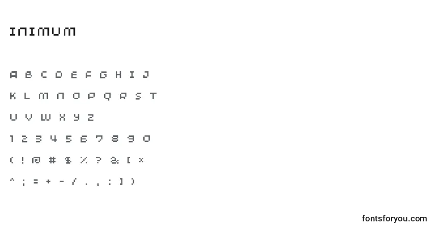 Schriftart Minimum – Alphabet, Zahlen, spezielle Symbole