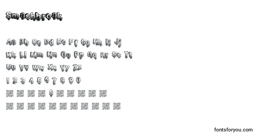 Smashbreak Font – alphabet, numbers, special characters