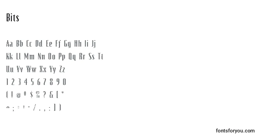 Czcionka Bits – alfabet, cyfry, specjalne znaki