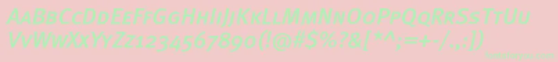 MetamediumcapscItalic-Schriftart – Grüne Schriften auf rosa Hintergrund
