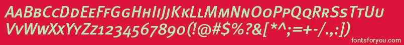 MetamediumcapscItalic Font – Green Fonts on Red Background