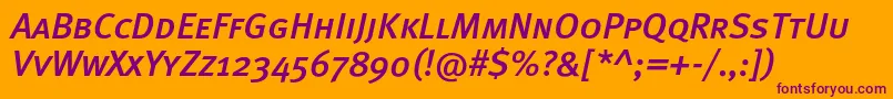MetamediumcapscItalic Font – Purple Fonts on Orange Background
