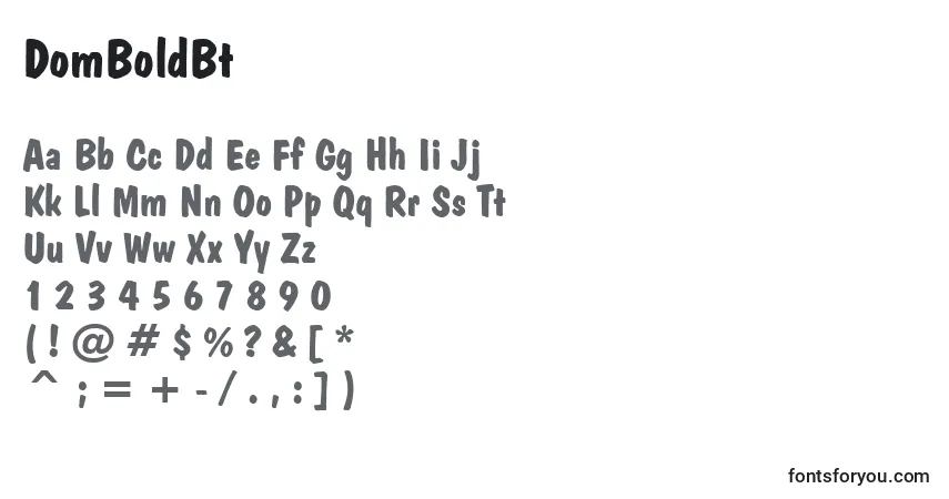 Czcionka DomBoldBt – alfabet, cyfry, specjalne znaki