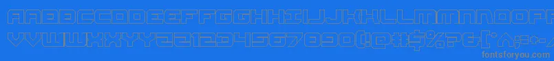 Gearheadout-Schriftart – Graue Schriften auf blauem Hintergrund