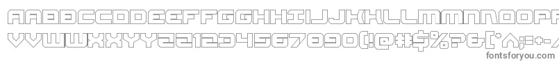 Gearheadout-fontti – harmaat kirjasimet valkoisella taustalla