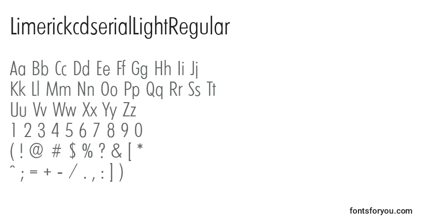 A fonte LimerickcdserialLightRegular – alfabeto, números, caracteres especiais