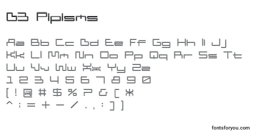 Schriftart D3 Pipisms – Alphabet, Zahlen, spezielle Symbole