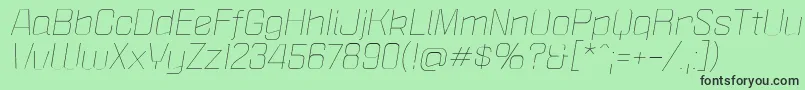 PoliticaXtLightItalic-fontti – mustat fontit vihreällä taustalla