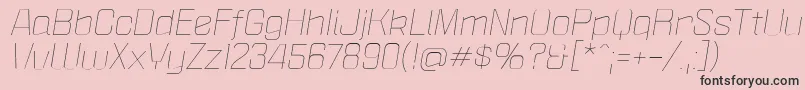 PoliticaXtLightItalic-fontti – mustat fontit vaaleanpunaisella taustalla