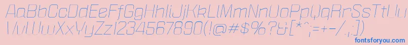 PoliticaXtLightItalic-fontti – siniset fontit vaaleanpunaisella taustalla