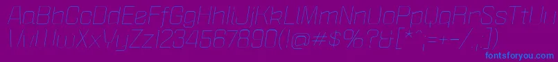PoliticaXtLightItalic-fontti – siniset fontit violetilla taustalla