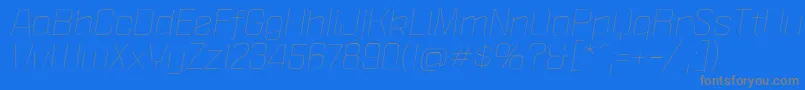 PoliticaXtLightItalic-fontti – harmaat kirjasimet sinisellä taustalla
