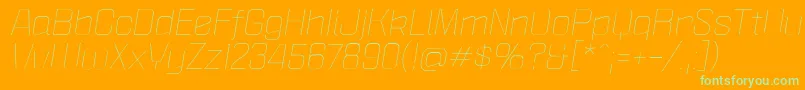 PoliticaXtLightItalic-fontti – vihreät fontit oranssilla taustalla
