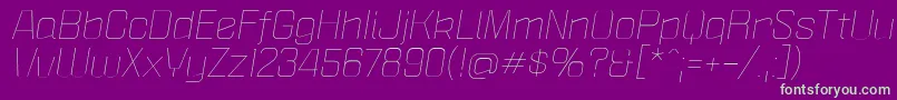 フォントPoliticaXtLightItalic – 紫の背景に緑のフォント