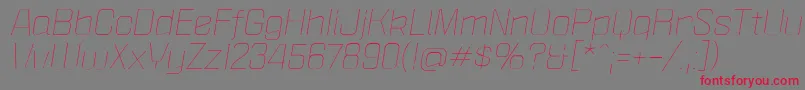 フォントPoliticaXtLightItalic – 赤い文字の灰色の背景