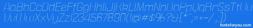PoliticaXtLightItalic Font – White Fonts on Blue Background