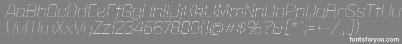PoliticaXtLightItalic-Schriftart – Weiße Schriften auf grauem Hintergrund