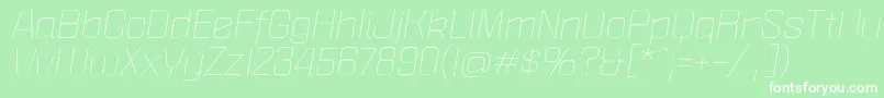 Шрифт PoliticaXtLightItalic – белые шрифты на зелёном фоне