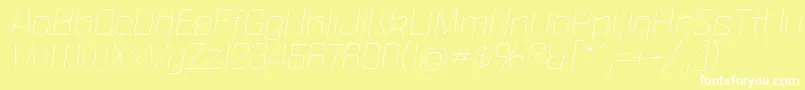 PoliticaXtLightItalic-fontti – valkoiset fontit keltaisella taustalla