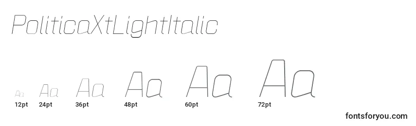 PoliticaXtLightItalic Font Sizes