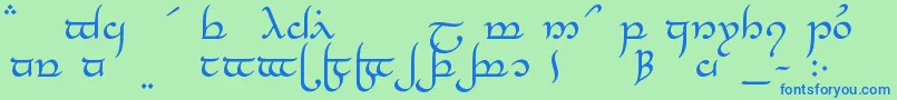 フォントTengwarElesilRegular – 青い文字は緑の背景です。