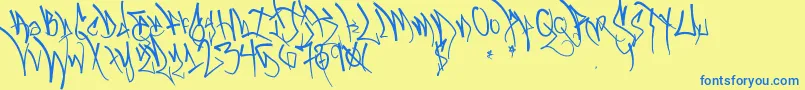 Blackbookone Font – Blue Fonts on Yellow Background