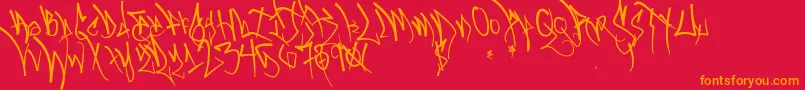 Blackbookone Font – Orange Fonts on Red Background
