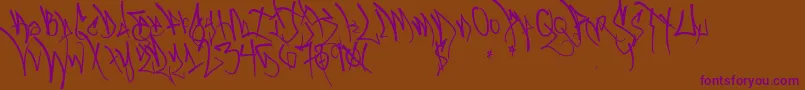 Blackbookone Font – Purple Fonts on Brown Background