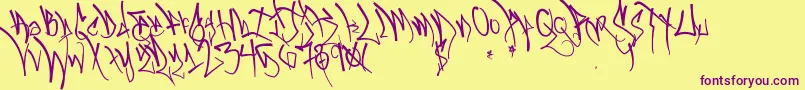 Blackbookone Font – Purple Fonts on Yellow Background