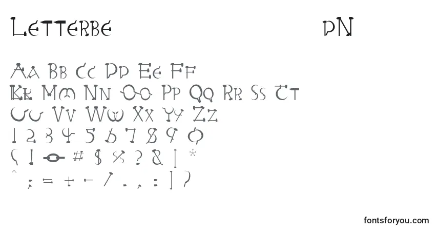 Czcionka LetterbedNormal – alfabet, cyfry, specjalne znaki