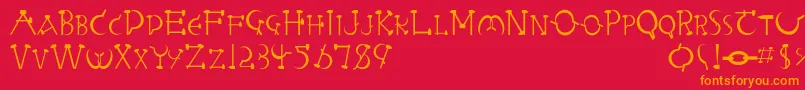 LetterbedNormal Font – Orange Fonts on Red Background