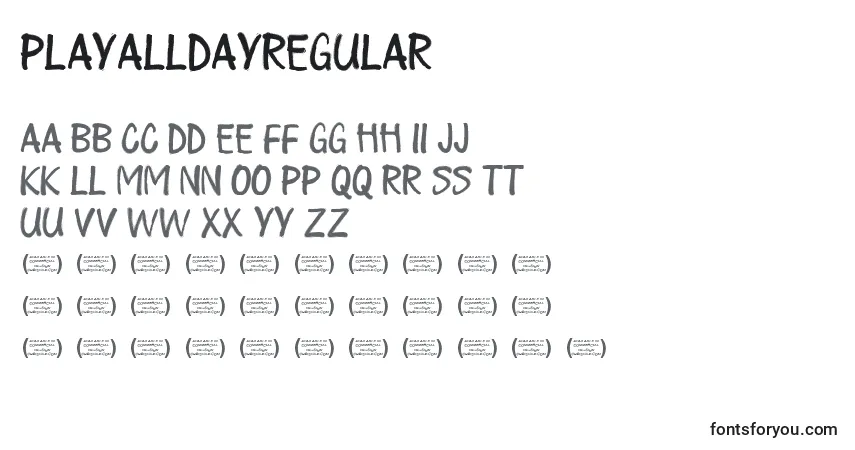 Шрифт PlayalldayRegular (108867) – алфавит, цифры, специальные символы