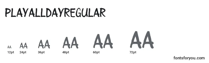 Размеры шрифта PlayalldayRegular (108867)