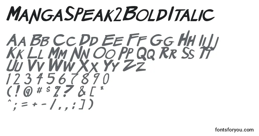 Schriftart MangaSpeak2BoldItalic – Alphabet, Zahlen, spezielle Symbole