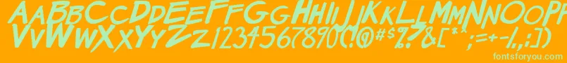 MangaSpeak2BoldItalic Font – Green Fonts on Orange Background