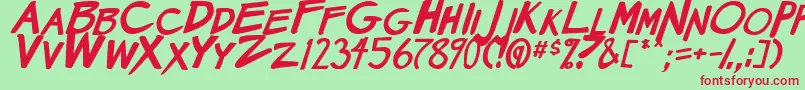 MangaSpeak2BoldItalic Font – Red Fonts on Green Background